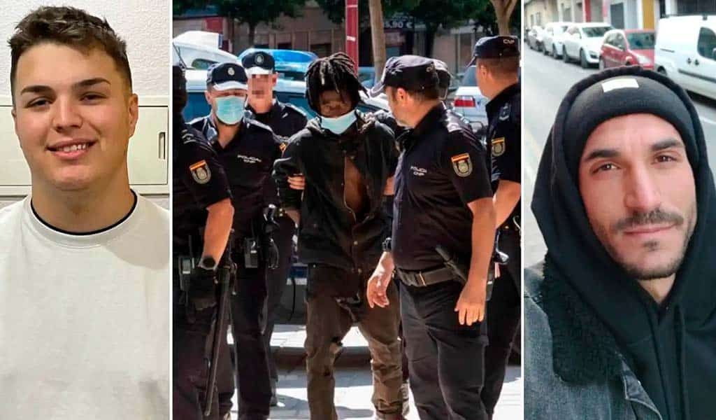 A los lados 'Los Juanes' que cazaron a un violador y en el centro el detenido