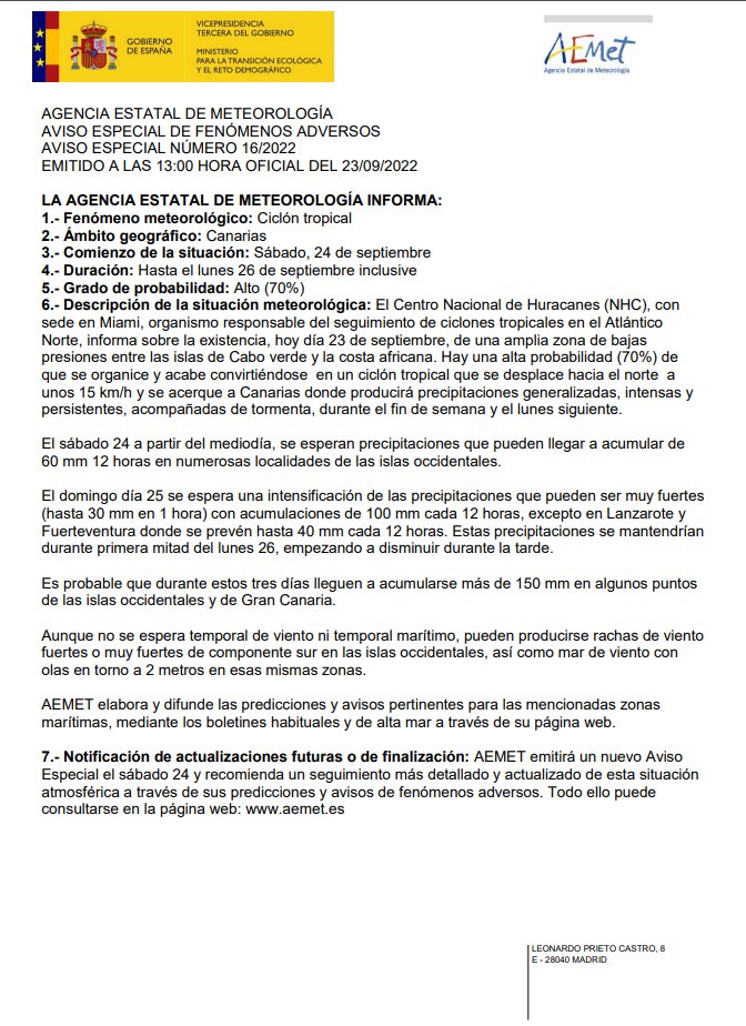 ciclón junto a Canarias