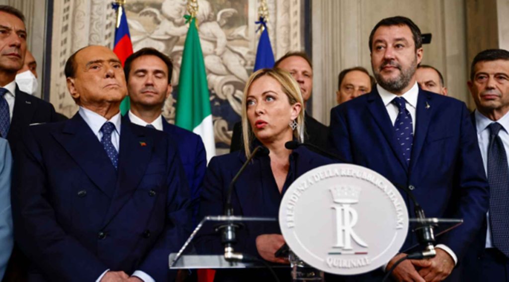 Giorgia Meloni, Berlusconi y Salvini