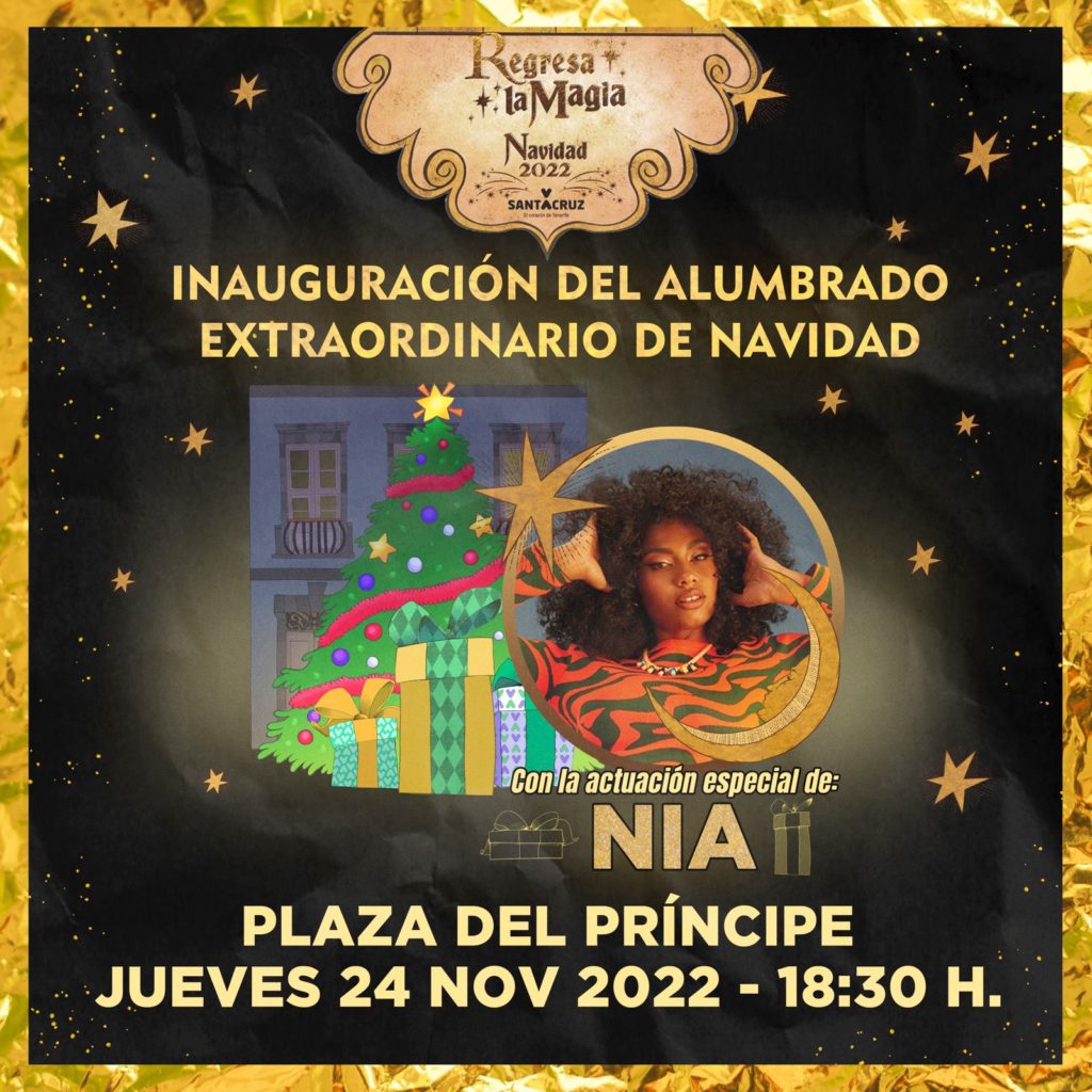 Nia actúa hoy en el encendido de las luces de Navidad en Santa Cruz 