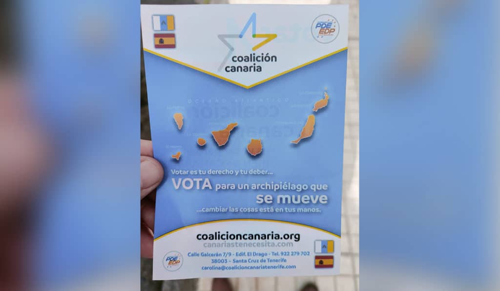 Coalición Canaria denuncia los folletos con su logo y la bandera de España: "Son falsos"