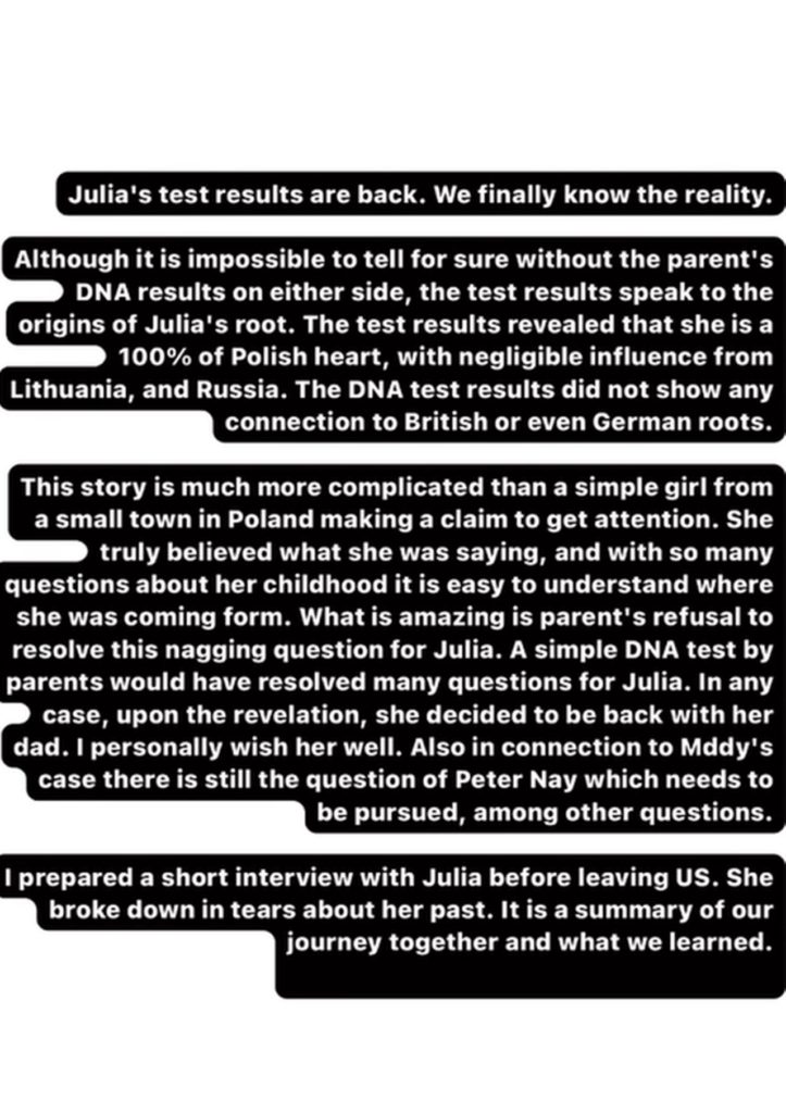 Comunicado de Fia Johansson. Instagram