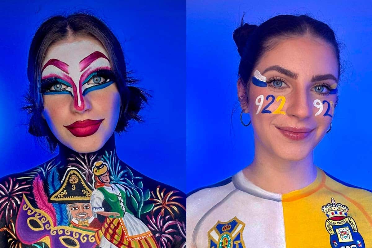 Una joven canaria conquista las redes sociales con su maquillaje artístico en honor al Día de Canarias