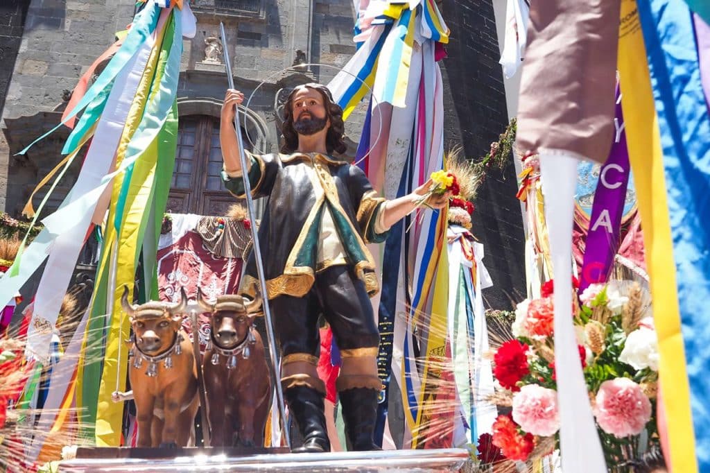 La imagen de San Isidro Labrador en la romería de este año.