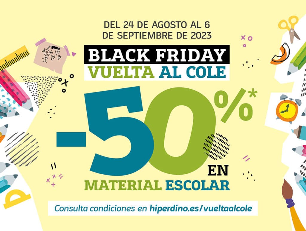 Llega la vuelta al cole a HiperDino con descuentos del 50% en material escolar