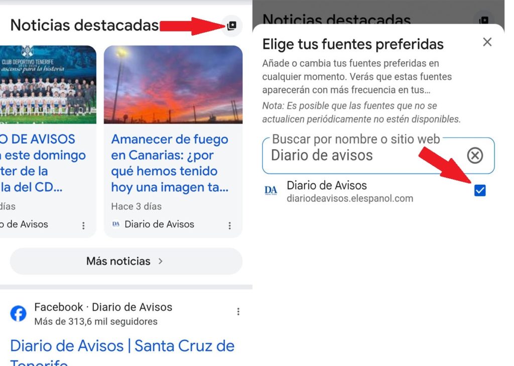 Fuentes Favoritas de Google