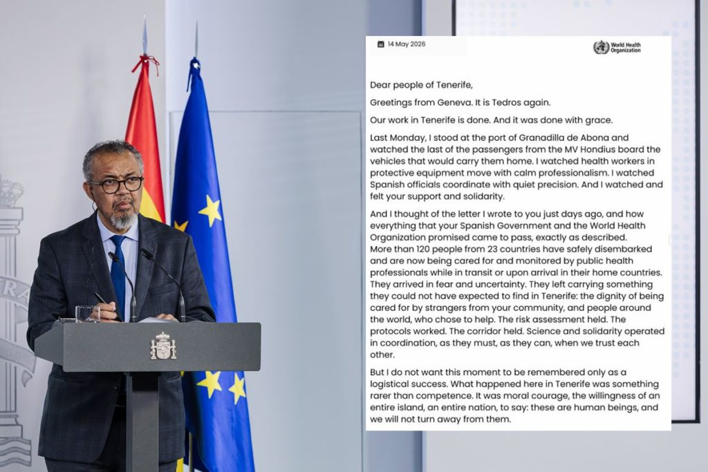 Tedros Adhanom, director de la OMS, al pueblo de Tenerife: "Habéis dejado huella de cómo responder a las crisis"