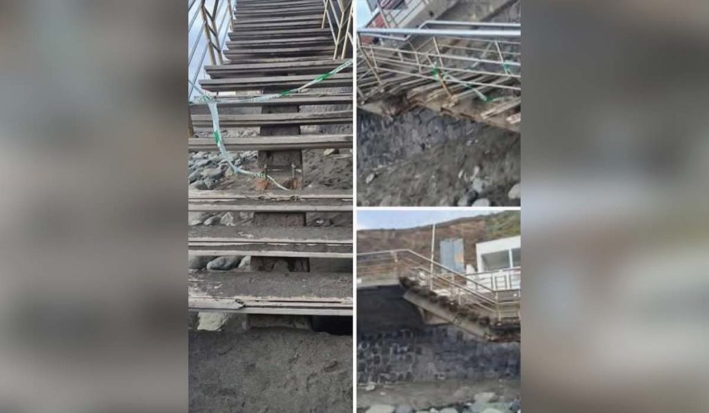 La reparación de la escalera en la playa del Roque de las Bodegas durará hasta julio